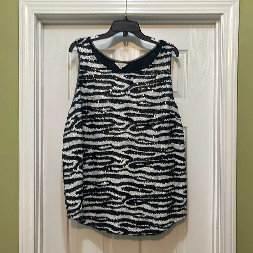 Jamie - black & white sequin tank - size 2X